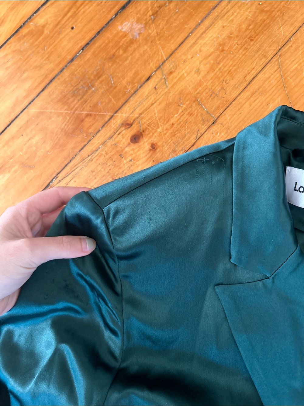 Lattelier Tie-Waist Blazer & Front Slit Trouser Set in Dark Green s/m - Picture 8 of 14